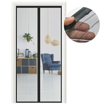 Nikcorp Magnetna mreža protiv insekata za vrata 85x240 cm, ojačani najlon, automatsko zatvaranje, montaža bez bušenja, crna