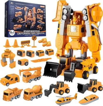 Nikcorp Magnetski konstruktor robot 8u1, set građevinskih vozila, 35 elemenata, DIY igračka za djecu 3+, STEM edukativni set