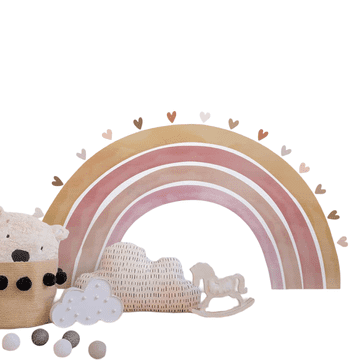 Nikcorp Zidne naljepnice od tkanine Velika duga 160x85 cm, samoljepljiva tekstilna dekoracija za dječju sobu, pastelni boho dizajn