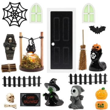 Nikcorp Halloween dekoracije minijaturne figurice kostur set 24 kom, fluorescentni dodaci koji svijetle u mraku za DIY makete i dom