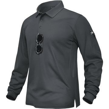 Nikcorp Muška polo majica dugih rukava, sportska taktička, prozračna, brzosušeća, siva, veličina 3XL, UV zaštita, džep za olovku