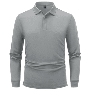 Nikcorp Muška polo majica dugih rukava, taktička, prozračna, siva, XL, za golf i outdoor, brzosušeća s UV zaštitom i džepom na rukavu