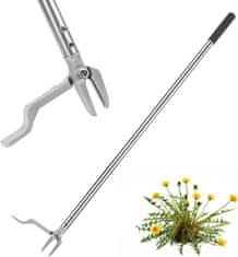 Nikcorp Uređaj za vađenje korova, čelična plijevilica s pedalom i tri zupca, ergonomska duga drška 116 cm, za čupanje s korijenom