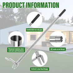 Nikcorp Uređaj za vađenje korova, čelična plijevilica s pedalom i tri zupca, ergonomska duga drška 116 cm, za čupanje s korijenom