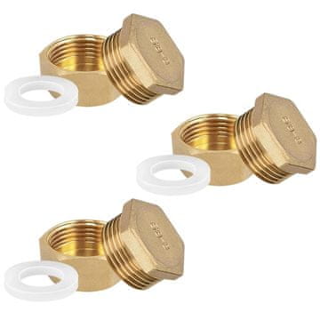 Nikcorp Mesingani čepovi za cijevi i slavine 1/2", s navojem i brtvama, otporni na koroziju, zlatna boja, set od 10 komada