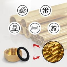 Nikcorp Mesingane kape 3/4" za vodovodne cijevi i slavine, set čepova s brtvama, otporne na koroziju, zlatne, 10 komada