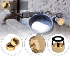 Nikcorp Mesingane kape 3/4" za vodovodne cijevi i slavine, set čepova s brtvama, otporne na koroziju, zlatne, 10 komada