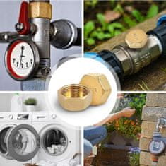 Nikcorp Mesingane kape 3/4" za vodovodne cijevi i slavine, set čepova s brtvama, otporne na koroziju, zlatne, 10 komada