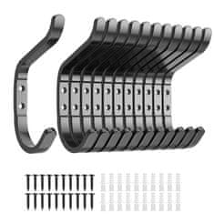 Nikcorp Zidne kuke za odjeću metalne mat crne, 9,8 cm, set vješalica za kupaonicu i hodnik, nosivost 13,6 kg, 12 komada u pakiranju
