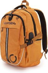 Nikcorp Dječji sportski ruksak BONN s mrežom za loptu i kacigu, pretinac za laptop 15.6, USB port, Oxford tkanina, 20L, narančasti