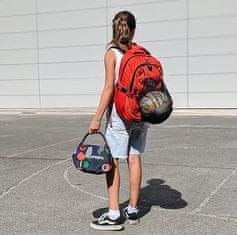 Nikcorp Dječji sportski ruksak BONN s mrežom za loptu i kacigu, pretinac za laptop 15.6", USB priključak, 20L, crveni