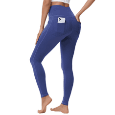 Nikcorp Ženske 3/4 tajice za jogu i vježbanje, visoki struk, s džepovima, prozračna tkanina, tamnoplave, veličina S