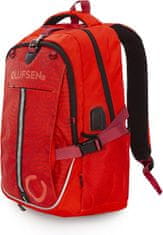 Nikcorp Dječji sportski ruksak BONN s mrežom za loptu i kacigu, pretinac za laptop 15.6", USB priključak, 20L, crveni