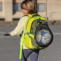 Nikcorp Dječji sportski ruksak BONN s mrežom za loptu i kacigu, USB port, za laptop 15.6", ergonomski, 20L, Oxford tkanina, žuti