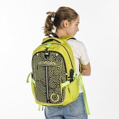 Nikcorp Dječji sportski ruksak BONN s mrežom za loptu i kacigu, USB port, za laptop 15.6", ergonomski, 20L, Oxford tkanina, žuti