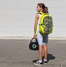 Nikcorp Dječji sportski ruksak BONN s mrežom za loptu i kacigu, USB port, za laptop 15.6", ergonomski, 20L, Oxford tkanina, žuti