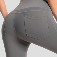 Nikcorp Ženske sportske tajice 3/4 za jogu i fitness, visoki struk, efekt hlađenja, četiri džepa, rastezljive, sive, veličina S