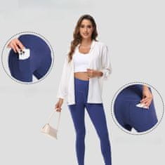 Nikcorp Ženske 3/4 tajice za jogu i vježbanje, visoki struk, s džepovima, prozračna tkanina, tamnoplave, veličina S