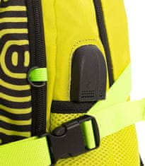 Nikcorp Dječji sportski ruksak BONN s mrežom za loptu i kacigu, USB port, za laptop 15.6", ergonomski, 20L, Oxford tkanina, žuti