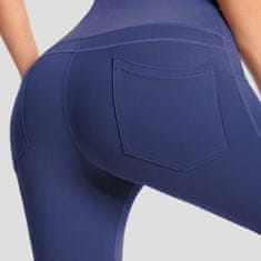 Nikcorp Ženske 3/4 tajice za jogu i vježbanje, visoki struk, s džepovima, prozračna tkanina, tamnoplave, veličina S