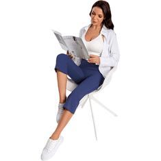 Nikcorp Ženske 3/4 tajice za jogu i vježbanje, visoki struk, s džepovima, prozračna tkanina, tamnoplave, veličina S