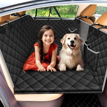 Nikcorp Zaštitna prostirka za psa za zadnje sjedište automobila, tvrda podloga, vodootporna, Oxford 600D, 150x61 cm, crna