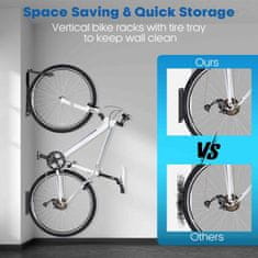 Nikcorp Zidni nosač za bicikl, vertikalni držač s 4 kuke i zaštitnom podloškom za zid, čelik s gumenim premazom, za sve tipove bicikala