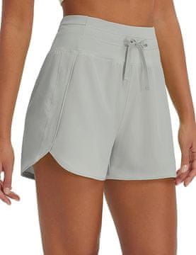 Nikcorp Ženske sportske kratke hlače za trčanje, visok struk, UPF 50+ zaštita, brzosušeće, džep s patentom, sive, veličina S