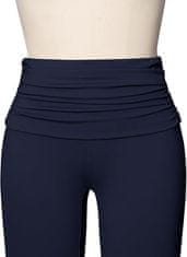 Nikcorp Ženske hlače s visokim strukom i širokim nogavicama, elegantne sportske tajice, tamnoplave, prozračne, XL velučina