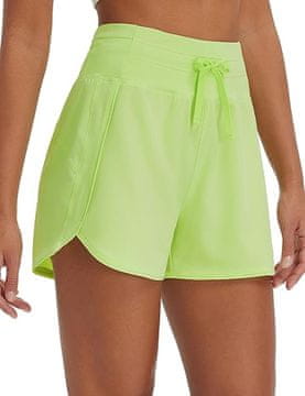 Nikcorp Sportske kratke hlače za trčanje ženske, visoki struk, brzosušeće, UPF 50+, stražnji džep s patentnim zatvaračem, zelene, L