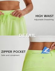 Nikcorp Sportske kratke hlače za trčanje ženske, visoki struk, brzosušeće, UPF 50+, stražnji džep s patentnim zatvaračem, zelene, L