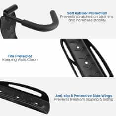 Nikcorp Zidni nosač za bicikl, vertikalni držač s 4 kuke i zaštitnom podloškom za zid, čelik s gumenim premazom, za sve tipove bicikala