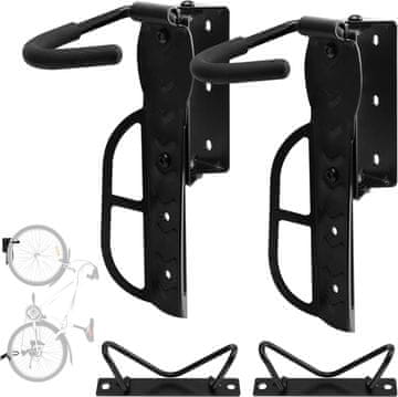 Nikcorp Zidni nosač za bicikl, okretni vertikalni držač, čelični, nosivost 25 kg, zaštitna guma i podloška za kotač, crni