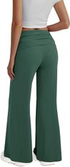 Nikcorp Ženske hlače s visokim strukom i širokim nogavicama, elegantne rastezljive tajice, udobne, tamnozelene, veličina XXL