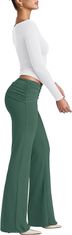 Nikcorp Ženske hlače s visokim strukom i širokim nogavicama, elegantne rastezljive tajice, udobne, tamnozelene, veličina XXL