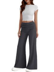 Nikcorp Ženske hlače sa širokim nogavicama i visokim strukom, elegantne tajice za jogu i posao, sive, rastezljive, veličina S