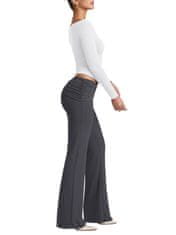 Nikcorp Ženske hlače sa širokim nogavicama i visokim strukom, elegantne tajice za jogu i posao, sive, rastezljive, veličina S