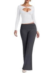 Nikcorp Ženske hlače sa širokim nogavicama i visokim strukom, elegantne tajice za jogu i posao, sive, rastezljive, veličina S