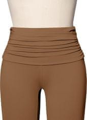 Nikcorp Ženske hlače s visokim strukom i širokim nogavicama, elegantne tajice za jogu i slobodno vrijeme, smeđe, veličina XXL