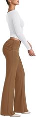 Nikcorp Ženske hlače s visokim strukom, elegantne tajice širokih nogavica, rastezljive i prozračne, smeđa boja, veličina S