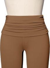 Nikcorp Ženske hlače s visokim strukom, elegantne tajice širokih nogavica, rastezljive i prozračne, smeđa boja, veličina S