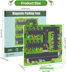 Nikcorp Drvena magnetska ploča Parkiralište za učenje slova i abecede s autićima, edukativni labirint za razvoj fine motorike djeteta