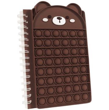 Nikcorp Bilježnica Pop It Fidget Toy za djecu, školski notes sa silikonskim mjehurićima, motiv Smeđi medvjedić, A5 format, 50 stranica
