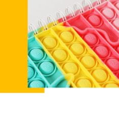 Nikcorp Bilježnica Pop It Fidget za djecu, motiv Jednorog, A6 format, školski notes s mjehurićima protiv stresa, 50 listova, spirala