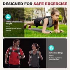 Nikcorp Prsluk s utezima 11,3 kg (25 lbs) za vježbanje i trčanje, sivi neoprenski prsluk s podesivim remenima i reflektirajućim trakama