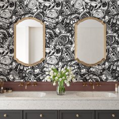 Nikcorp Samoljepljiva tapeta za dječju sobu, folija za zidove i namještaj s motivom automobila, bijelo-crna, vinil, 44,5 cm x 7 m