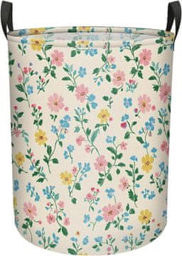 Nikcorp Košara za rublje sklopiva 40x50 cm, vodootporna vreća i organizator za igračke, poliester, bijela s cvjetnim uzorkom