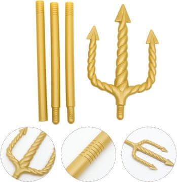 Nikcorp Zlatni trozubac za kostim, 123 cm, rekvizit za Halloween, Cosplay, Posejdon, Neptun ili Đavao, lagana i izdržljiva plastika