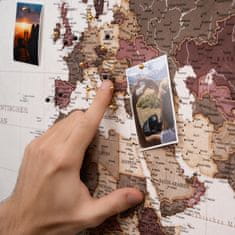 Nikcorp Slika na platnu i pluto ploča Karta svijeta s pribadačama, dekorativna karta Europe za putovanja, mat završna obrada, 90x60 cm