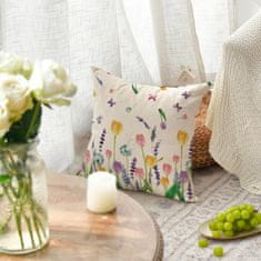 Nikcorp Uskrsna jastučnica s motivom tulipana, lavande i leptira, bež, 45x45 cm, dekorativna navlaka od poliestera bez punjenja